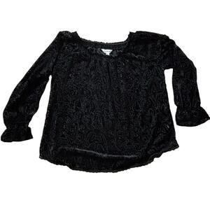 Tantrums Black Velvet Off Shoulder Blouse XL
